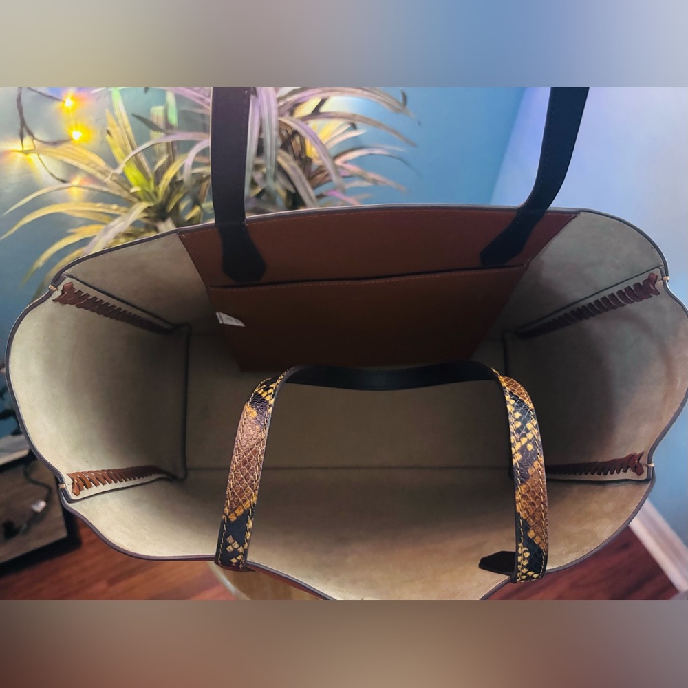 Tory Burch Leather Suede Exotic Curio Tote Bag - Picture 14 of 15